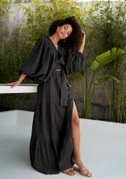 Capri - Black muslin maxi skirt