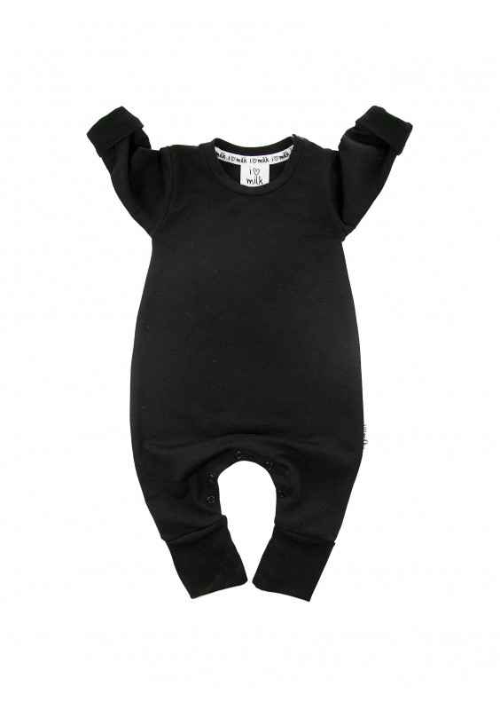 Romper dziecięcy z długim rękawem basic Czarny