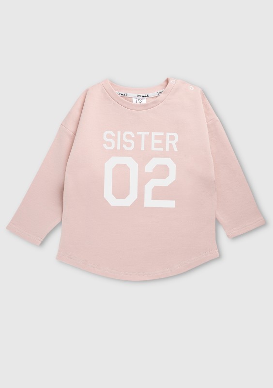 Powder pink girls sweatshirt "sister 02"