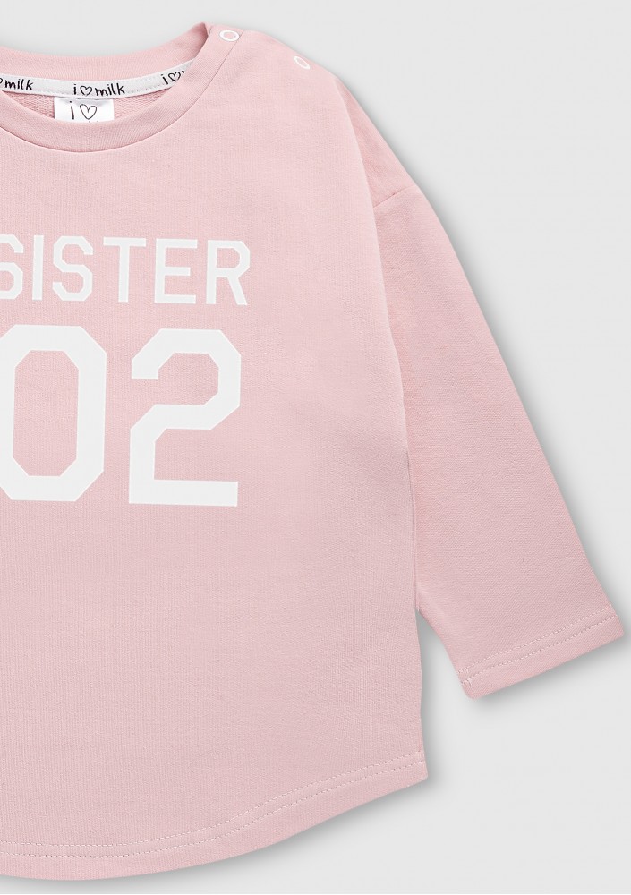 Powder pink girls sweatshirt "sister 02"