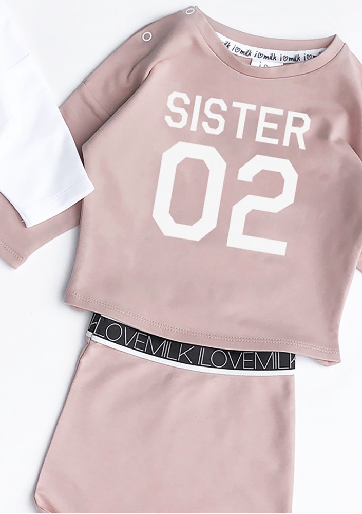 Powder pink girls sweatshirt "sister 02"