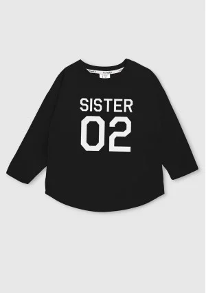 Black kids sweatshirt "sister 02"
