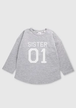 Grey cotton kids sweatshirt for sister
