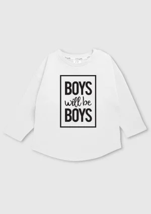 Bluza dziecięca "boys will..." Biała