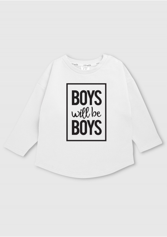 Bluza dziecięca "boys will..." Biała