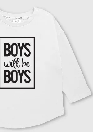 Bluza dziecięca "boys will..." Biała