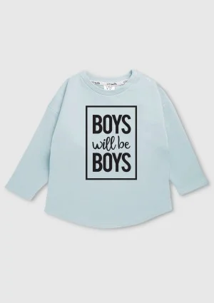 Light blue kids sweatshirt "boys will..."
