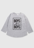 Grey melange kids sweatshirt "boys will..."