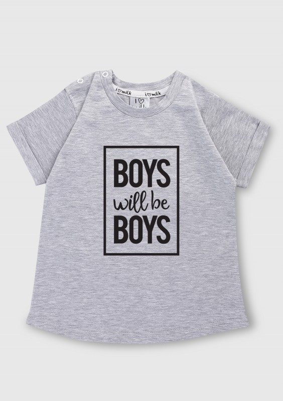 Grey kids T-shirt "boys will..."