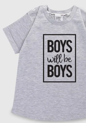 Grey kids T-shirt "boys will..."