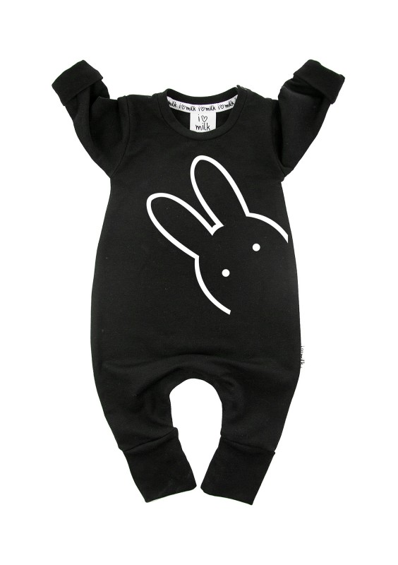 Czarny rampers niemowlęcy "bunny"