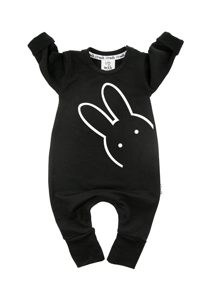 Czarny rampers niemowlęcy "bunny"