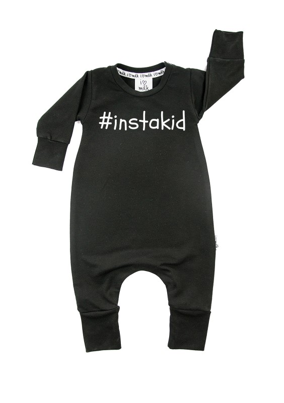 Black long sleeved romper "instakid"