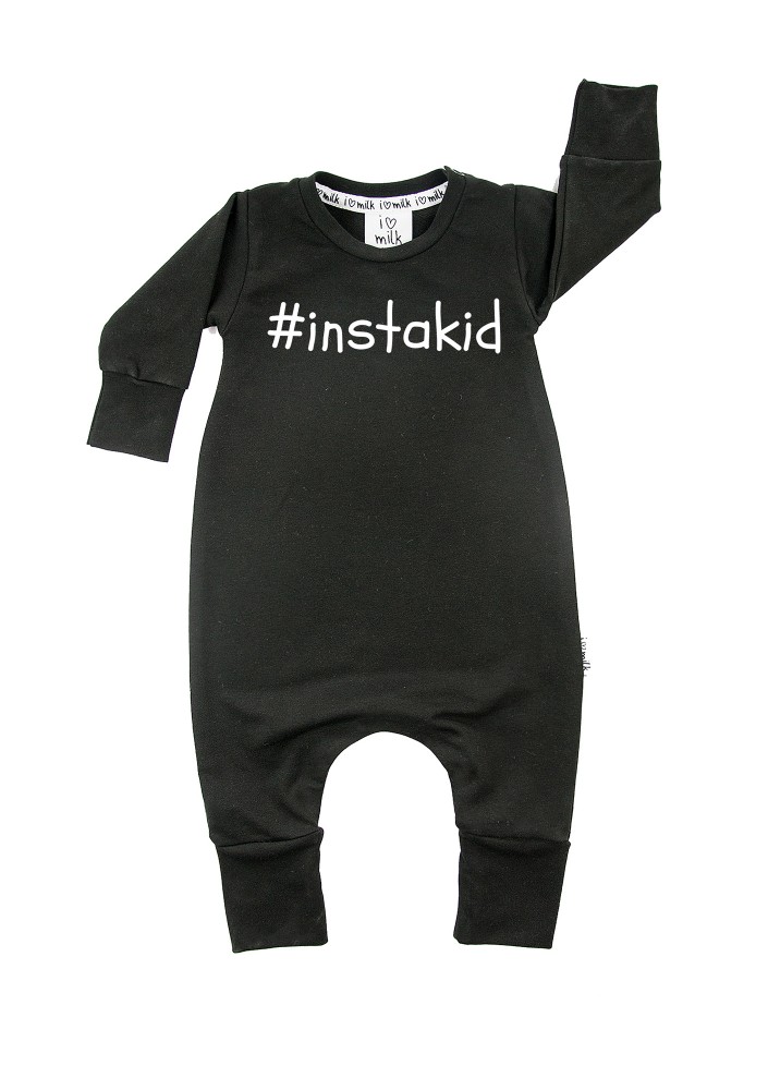 Black long sleeved romper "instakid"