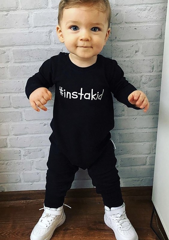 Rampers dziecięcy długi rękaw "instakid" Czarny