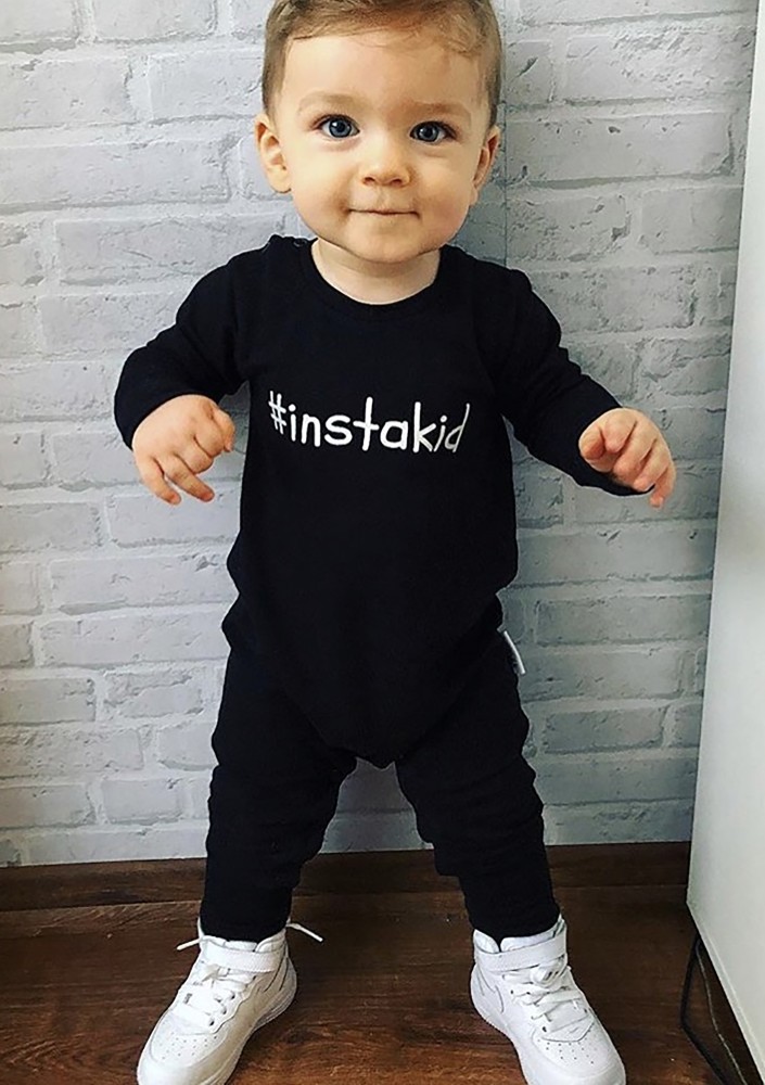 Rampers dziecięcy długi rękaw "instakid" Czarny
