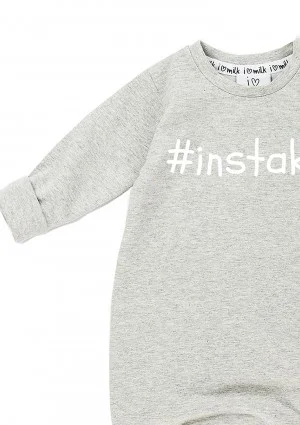 Szary romper dziecięcy z długim rękawem "instakid"