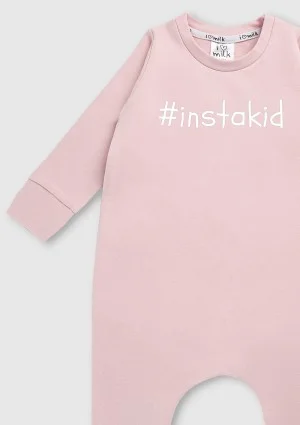 Pudrowy romper dziecięcy długi rękaw "instakid"