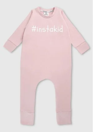 Pudrowy romper dziecięcy długi rękaw "instakid"
