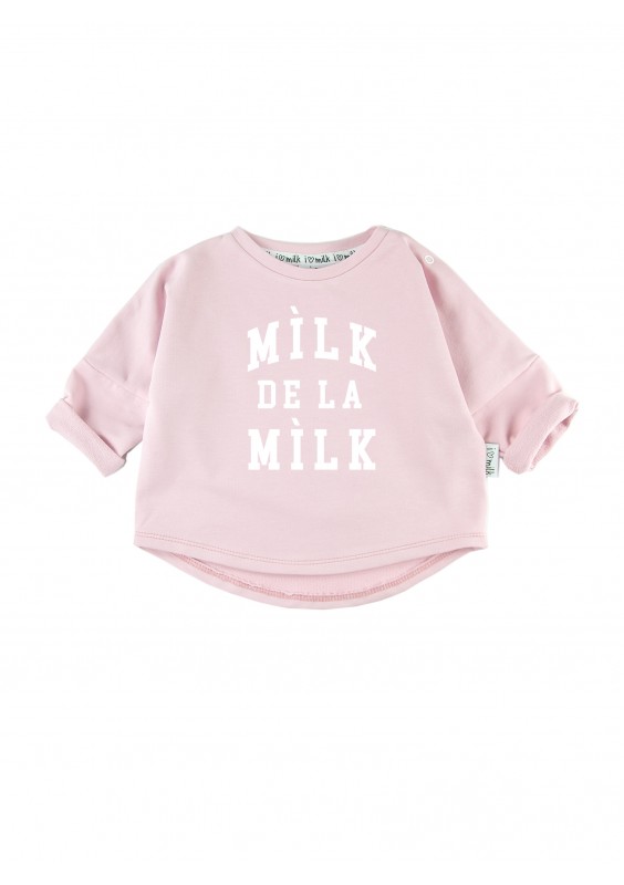 Powder pink kids sweatshirt "milk de la milk"