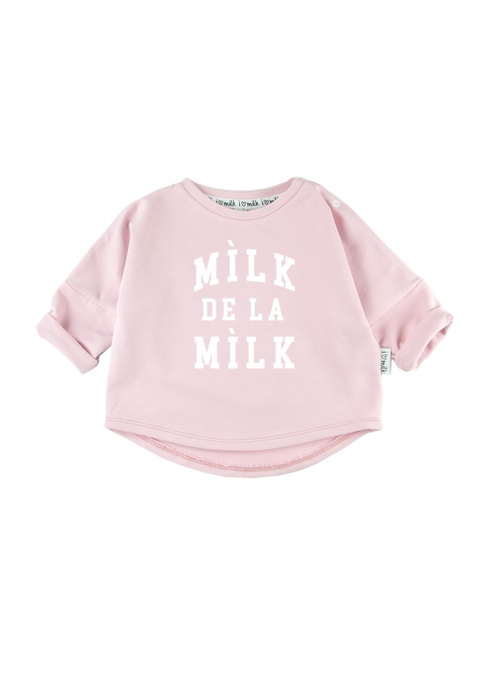 Powder pink kids sweatshirt "milk de la milk"