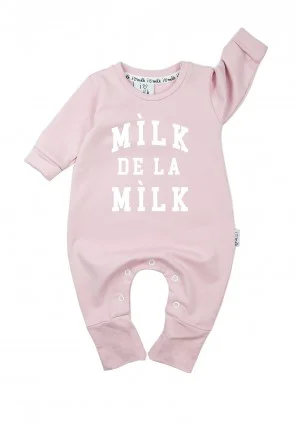 Powder pink long sleeved romper "milk de la milk"