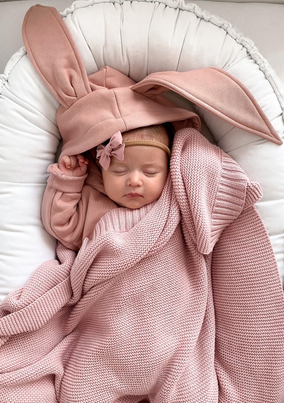 Powder pink kids onesie rabbit