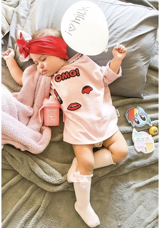 Powder pink kids sweatshirt "omg patches"