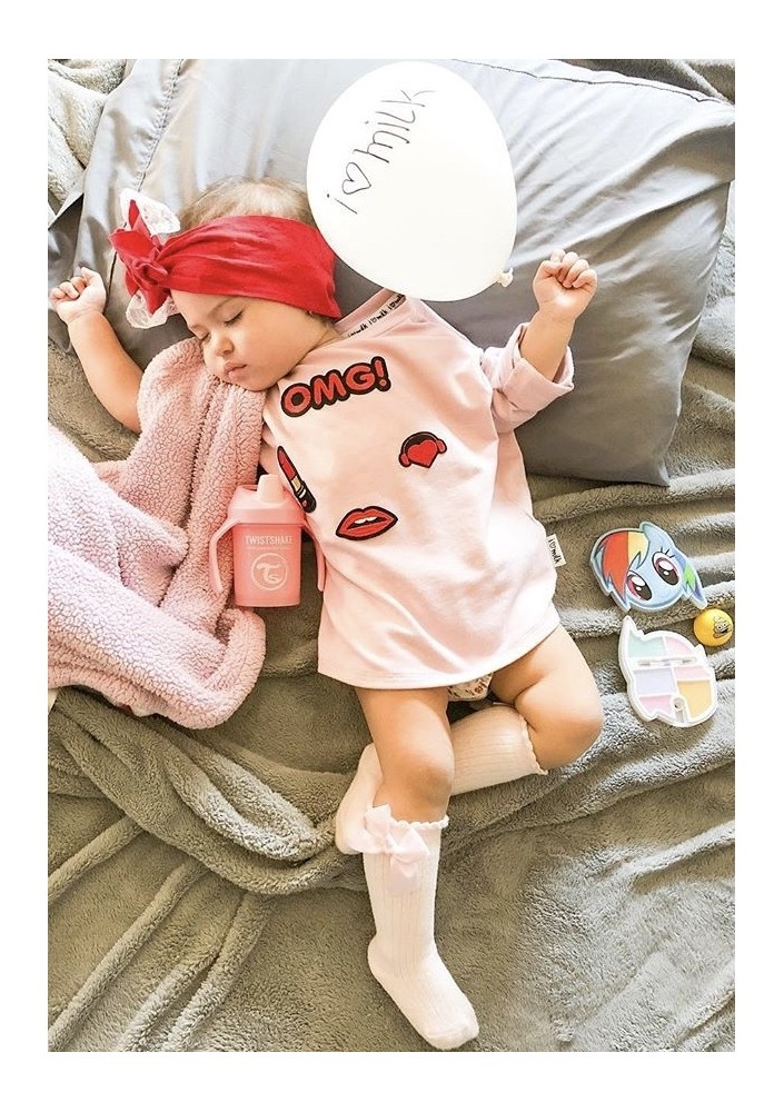 Powder pink kids sweatshirt "omg patches"