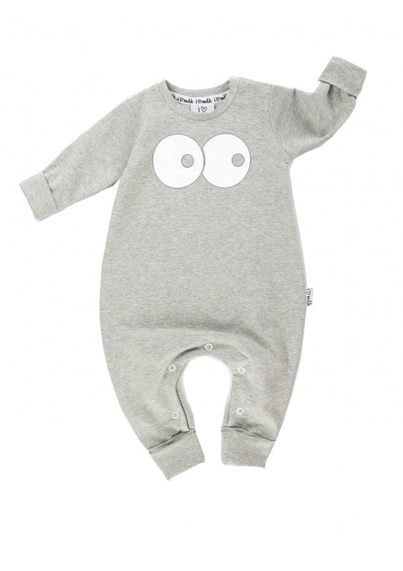 Melange grey long sleeved romper "eyes"
