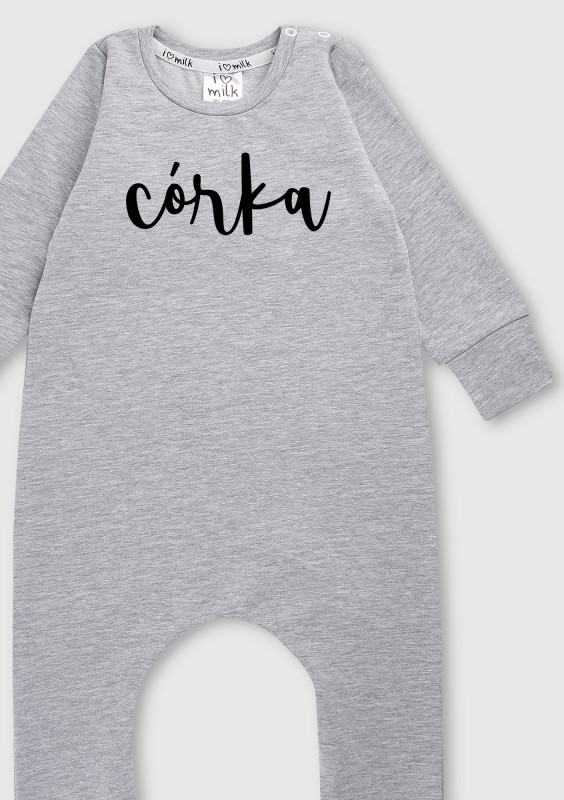 Rampers dziecięcy z długim rękawem "córka" Szary Melanż