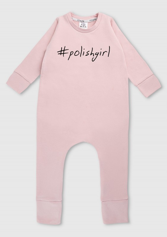 Powder pink long sleeved romper "polishgirl"