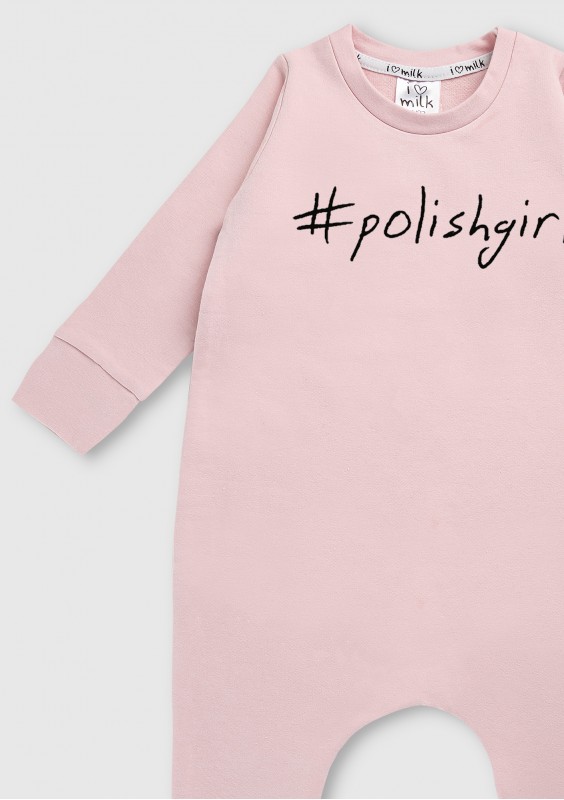 Romper dziecięcy z długim rękawem "polishgirl" Pudrowy Róż