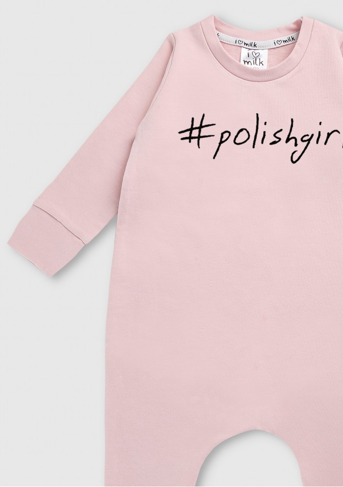 Powder pink long sleeved romper "polishgirl"