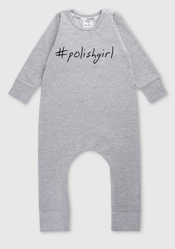 Melange grey long sleeved romper "polishgirl"