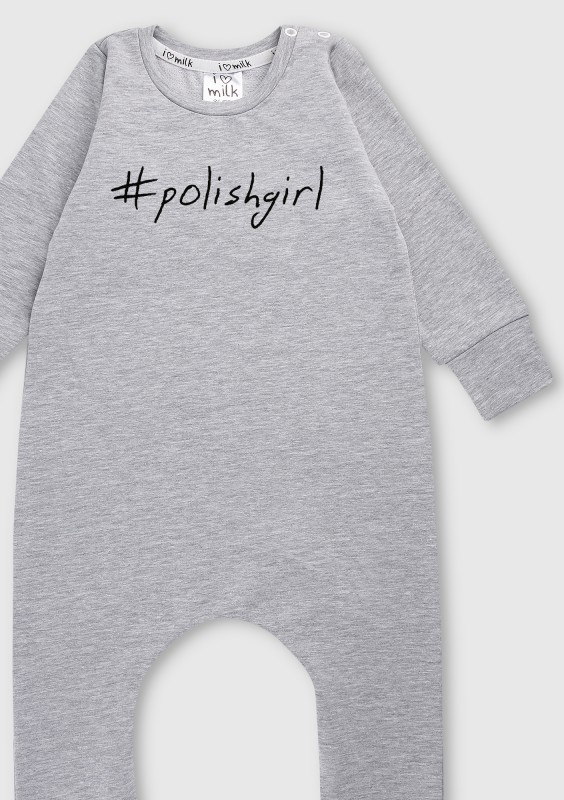 Romper dziecięcy z długim rękawem "polishgirl" Szary Melanż