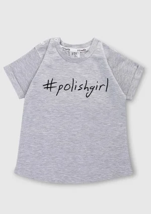 T-shirt dziecięcy "polishgirl" Szary Melanż