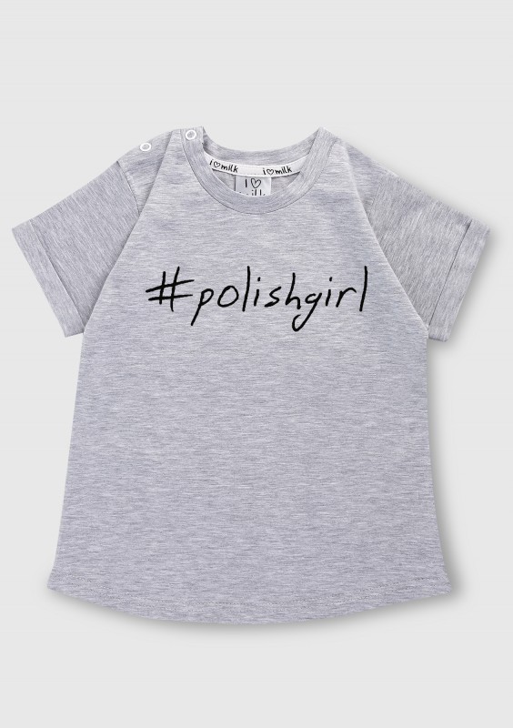 T-shirt dziecięcy "polishgirl" Szary Melanż