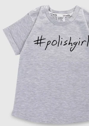 T-shirt dziecięcy "polishgirl" Szary Melanż