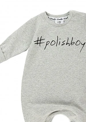 Romper dziecięcy z długim rękawem "polishboy" Szary Melanż