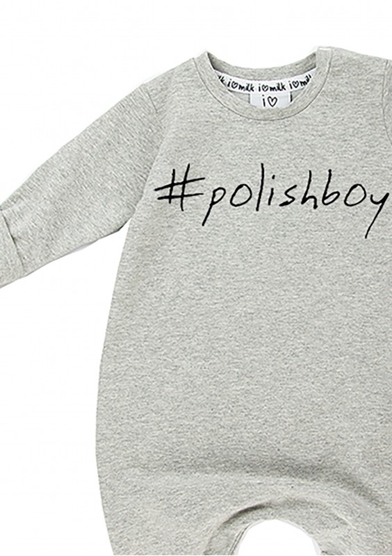 Romper dziecięcy z długim rękawem "polishboy" Szary Melanż