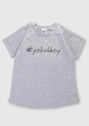 T-shirt dziecięcy "polishboy" Szary Melanż