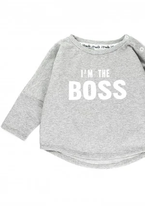 Grey Melange kids sweatshirt "I'm the boss"
