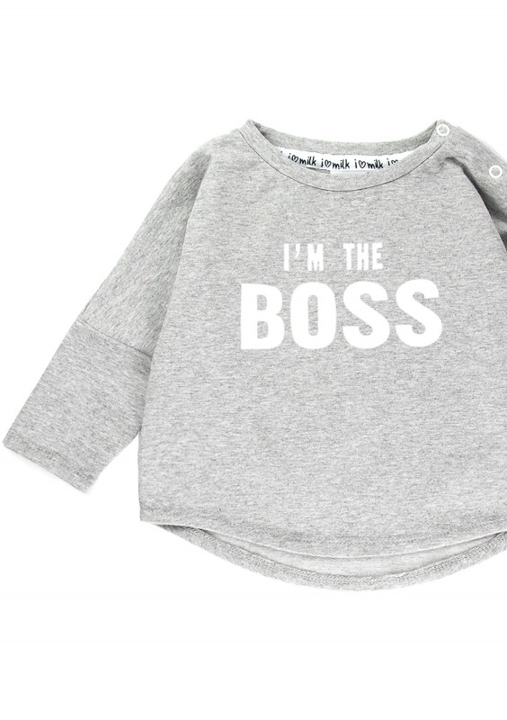 Bluza dziecięca "I'm the boss" Szary Melanż