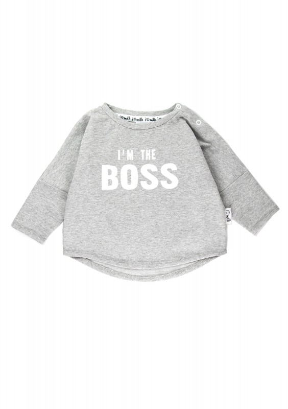 Bluza dziecięca "I'm the boss" Szary Melanż