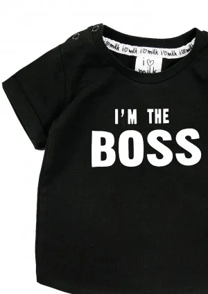T-shirt dziecięcy "i'm the boss" Czarny