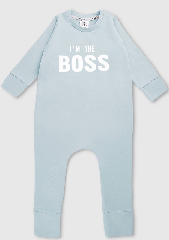 Romper dziecięcy z długim rękawem "I'm the boss" Błękitny