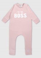 Powder pink long sleeved romper "I'm the boss"