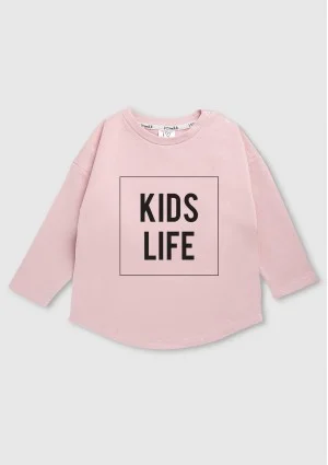 Powder pink kids sweatshirt "kids life"