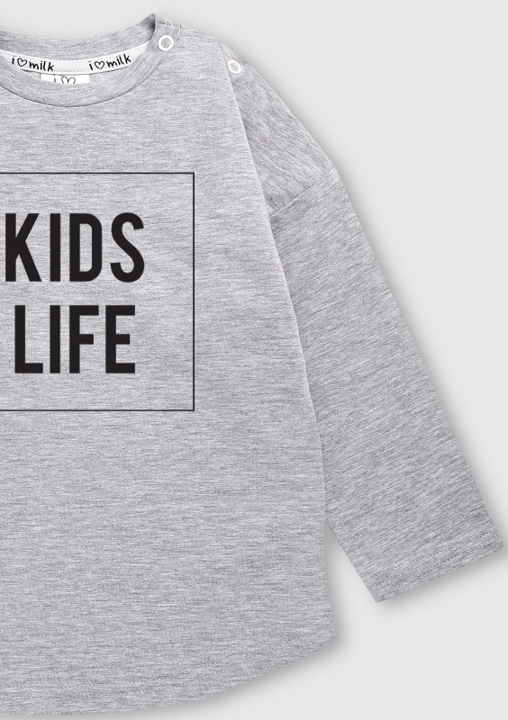 Melange grey kids sweatshirt "kids life"